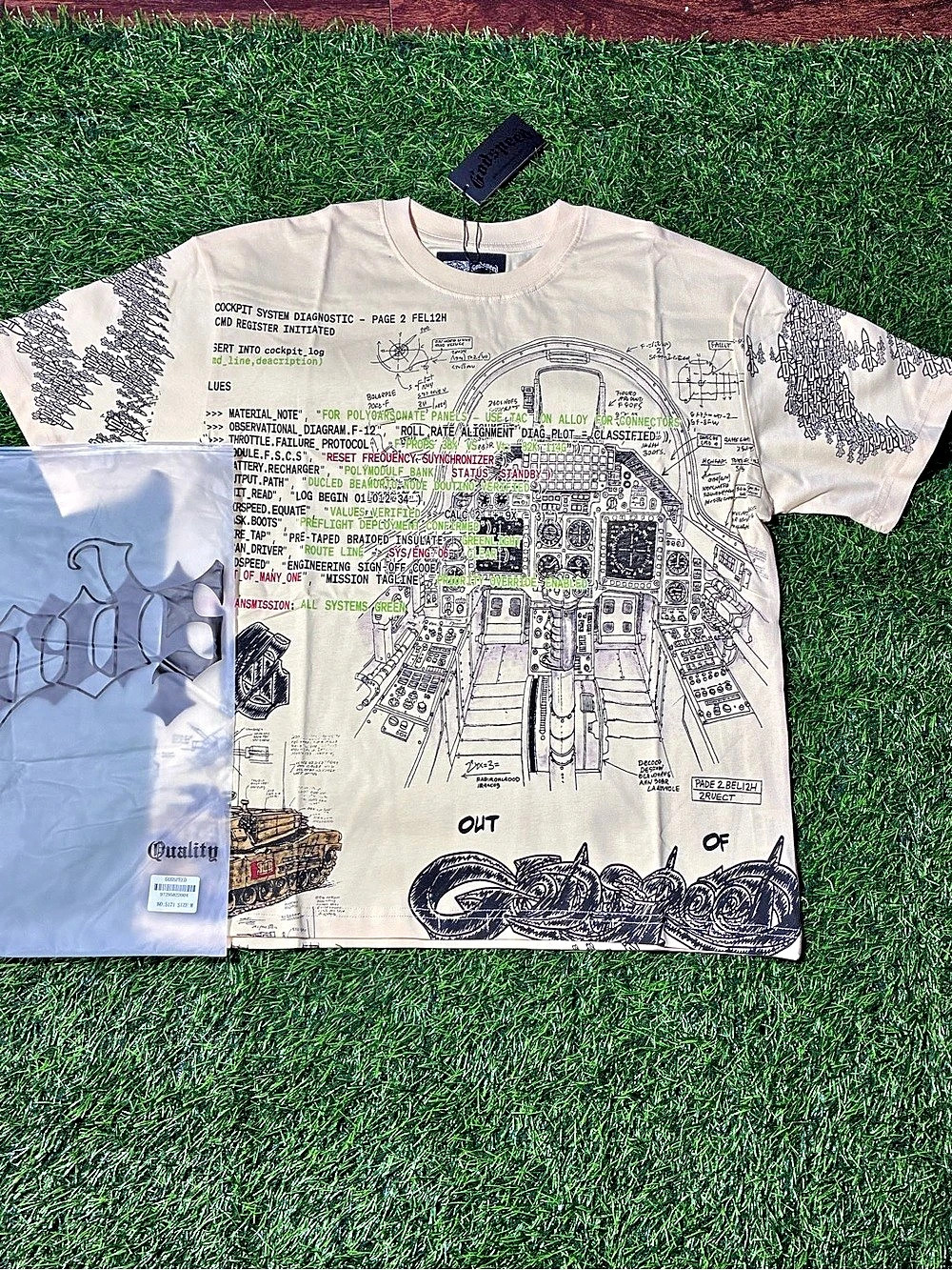 Godspeed Graphic Short Sleeve Tee Cream & Black Medium